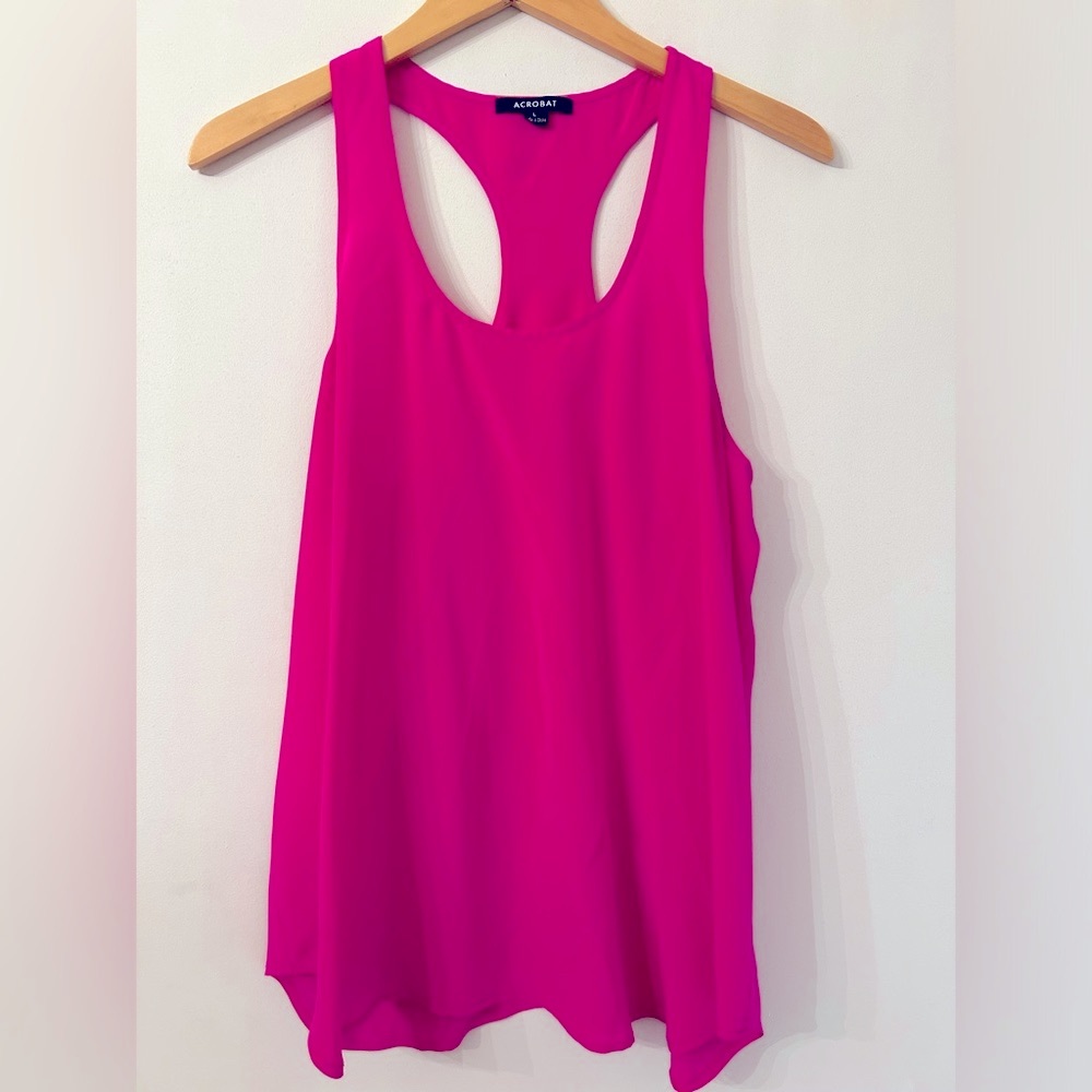 Acrobat large hot pink 100% silk racerback camisole